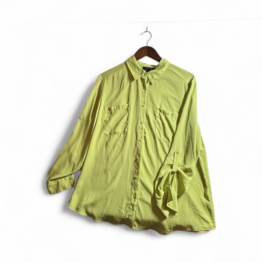 Style & Co. Vibrant Long Sleeve Green Button Down Shirt Size Large